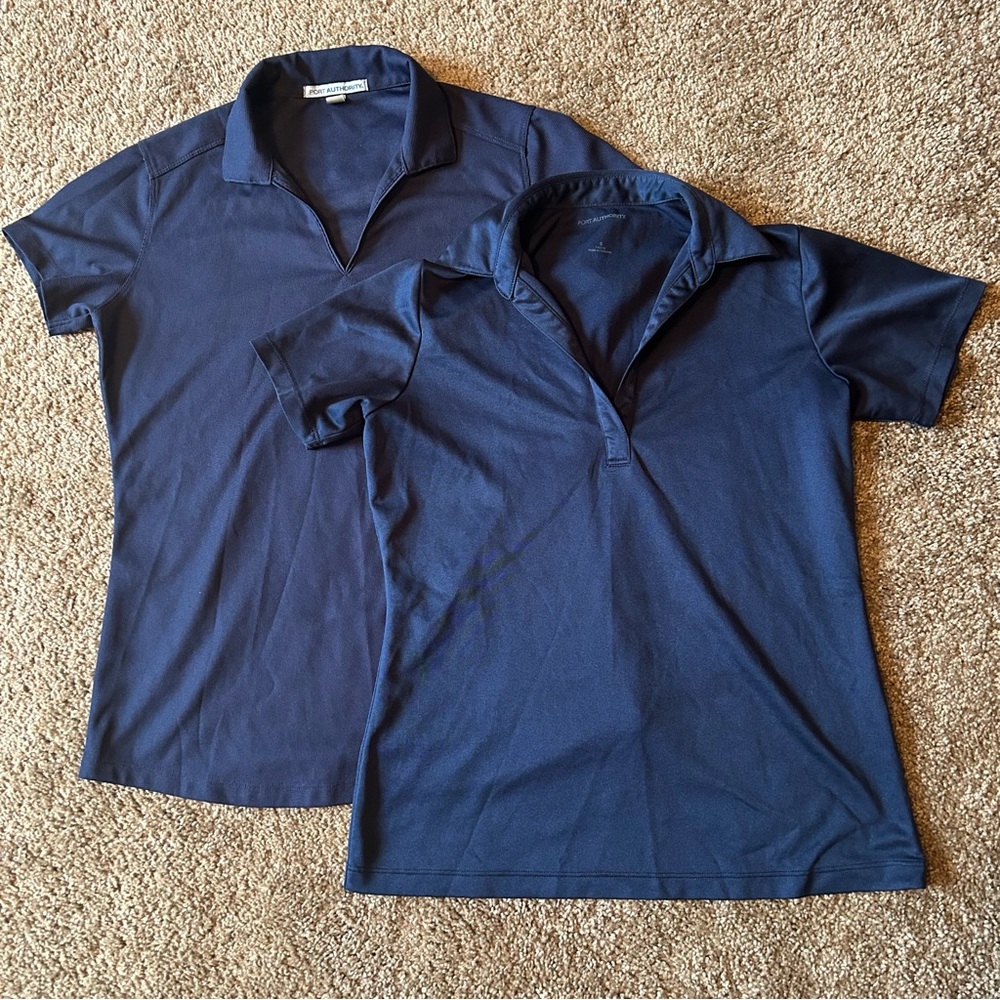 Set of 2 navy blue polos from port authority for women size small